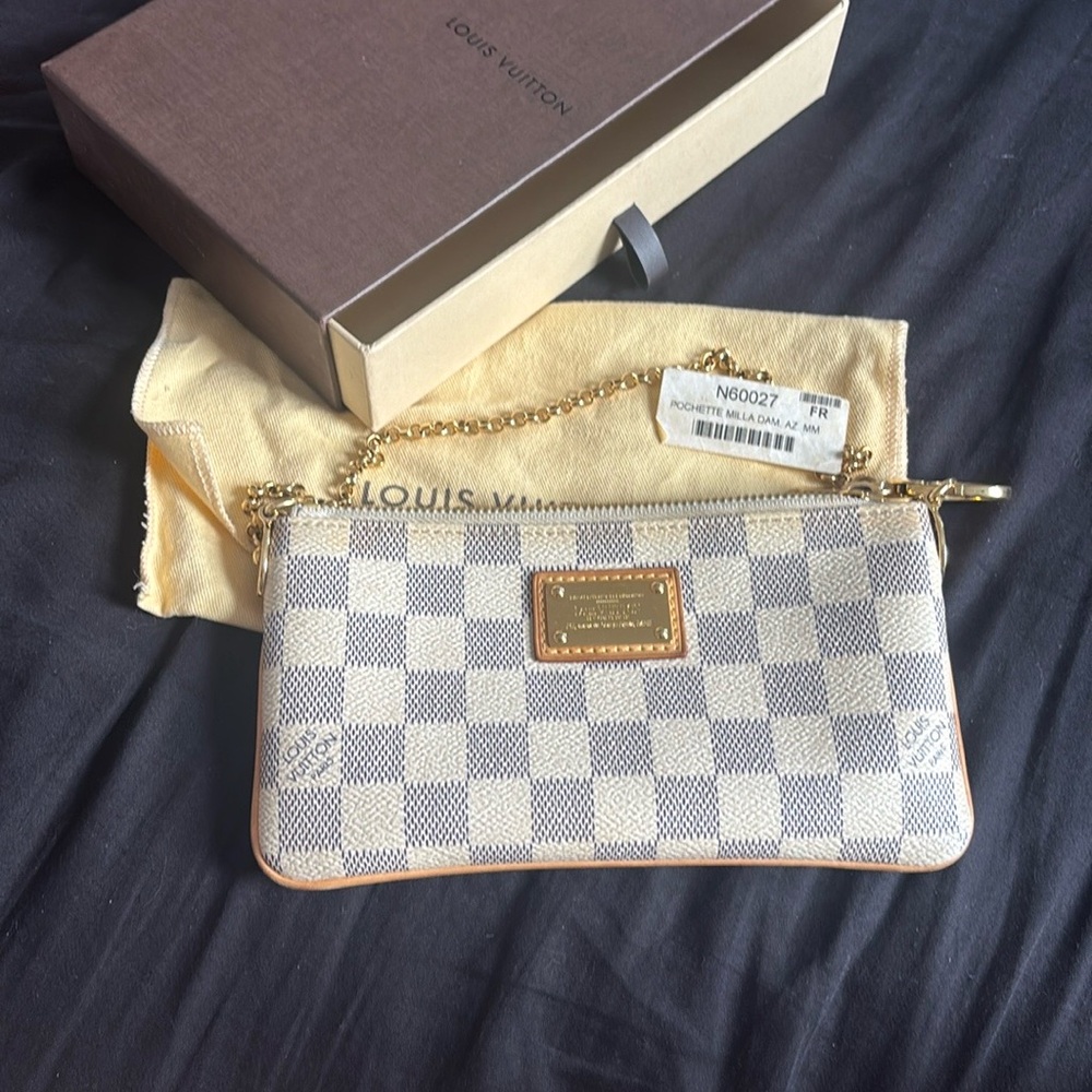 FLASH SALE!!!! Louis Vuitton Damier Azur Clutch with Gold Accents
